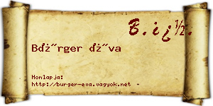 Bürger Éva névjegykártya
