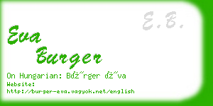 eva burger business card